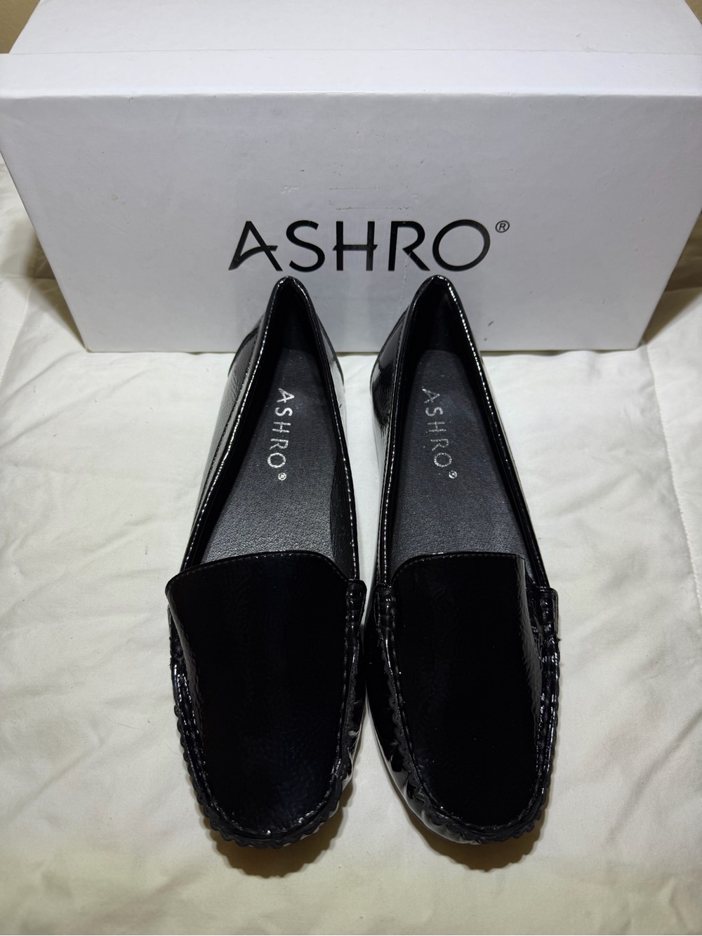 Ashro Black Patent Slip-On Loafers
